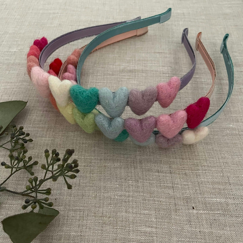 Rainbow Hearts Headband, Pink