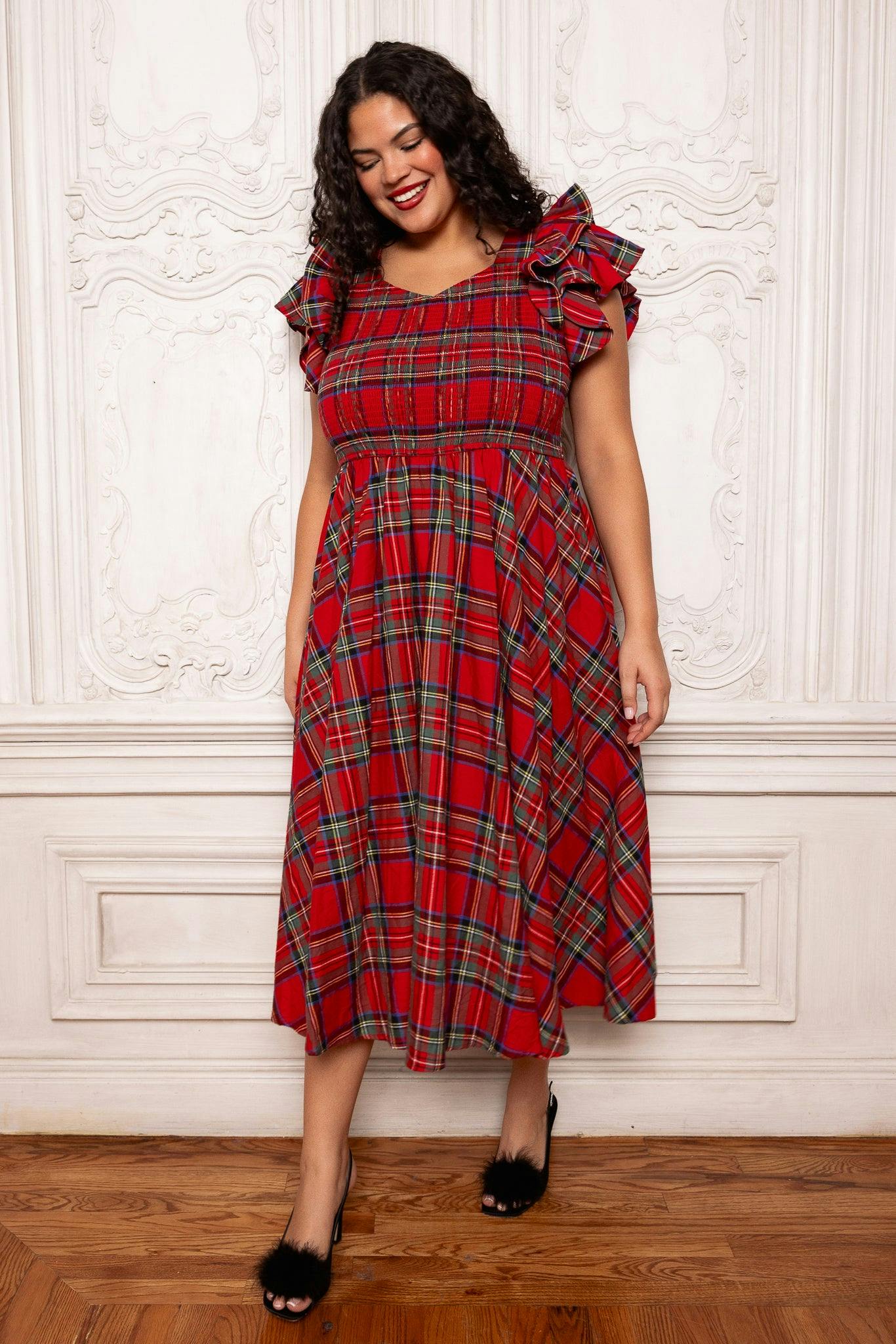 Hattie Dress in Holiday Plaid
