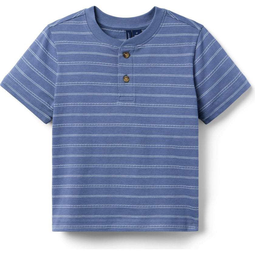 Striped Textured Henley Tee
