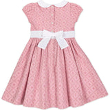 Organic Short Sleeve Sateen Dress with Peter Pan Collar, Pink