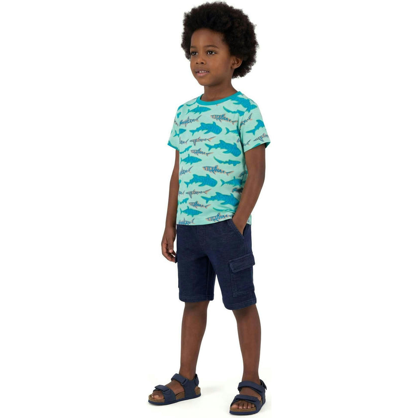 Boys Graphic Tee | Teal Sharks