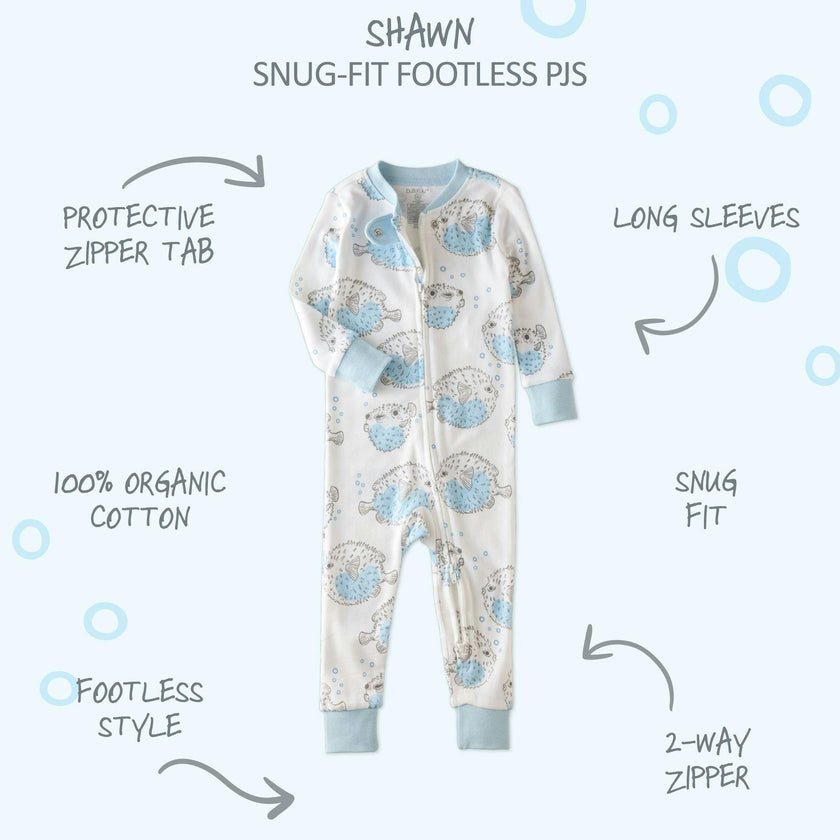 SHAWN Snug-fit Footless Baby Pajamas for Boys & Girls