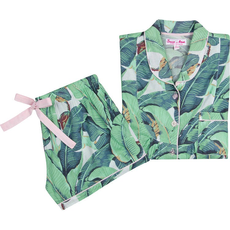 Women's Martinique® Green Banana Leaf Short PJ Set - Organic Cotton Poplin