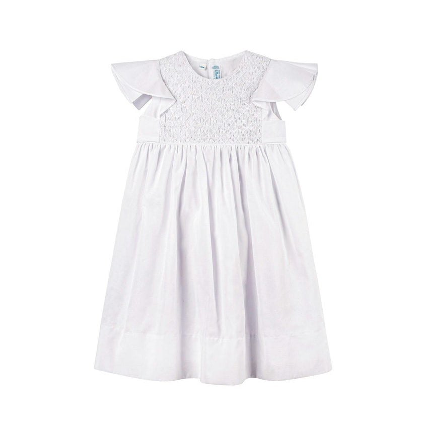 White Elegant Smocked Wedding Dress