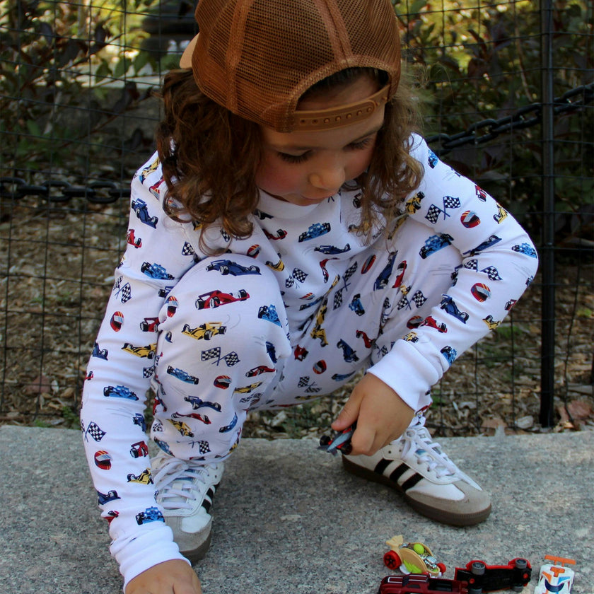 The Organic Long Sleeve Pajama Set [Race Cars]