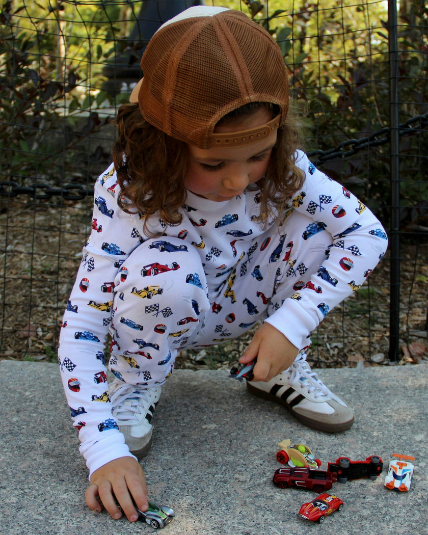 The Organic Long Sleeve Pajama Set [Race Cars]