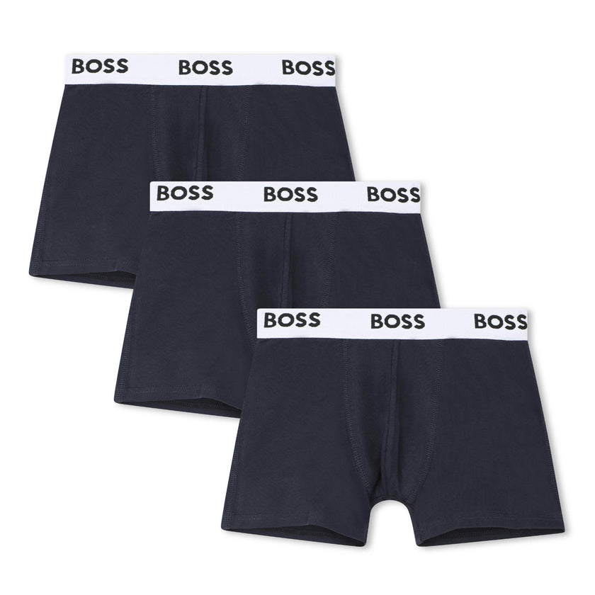 Navy 3-Pack Logo Boxer Trunks
