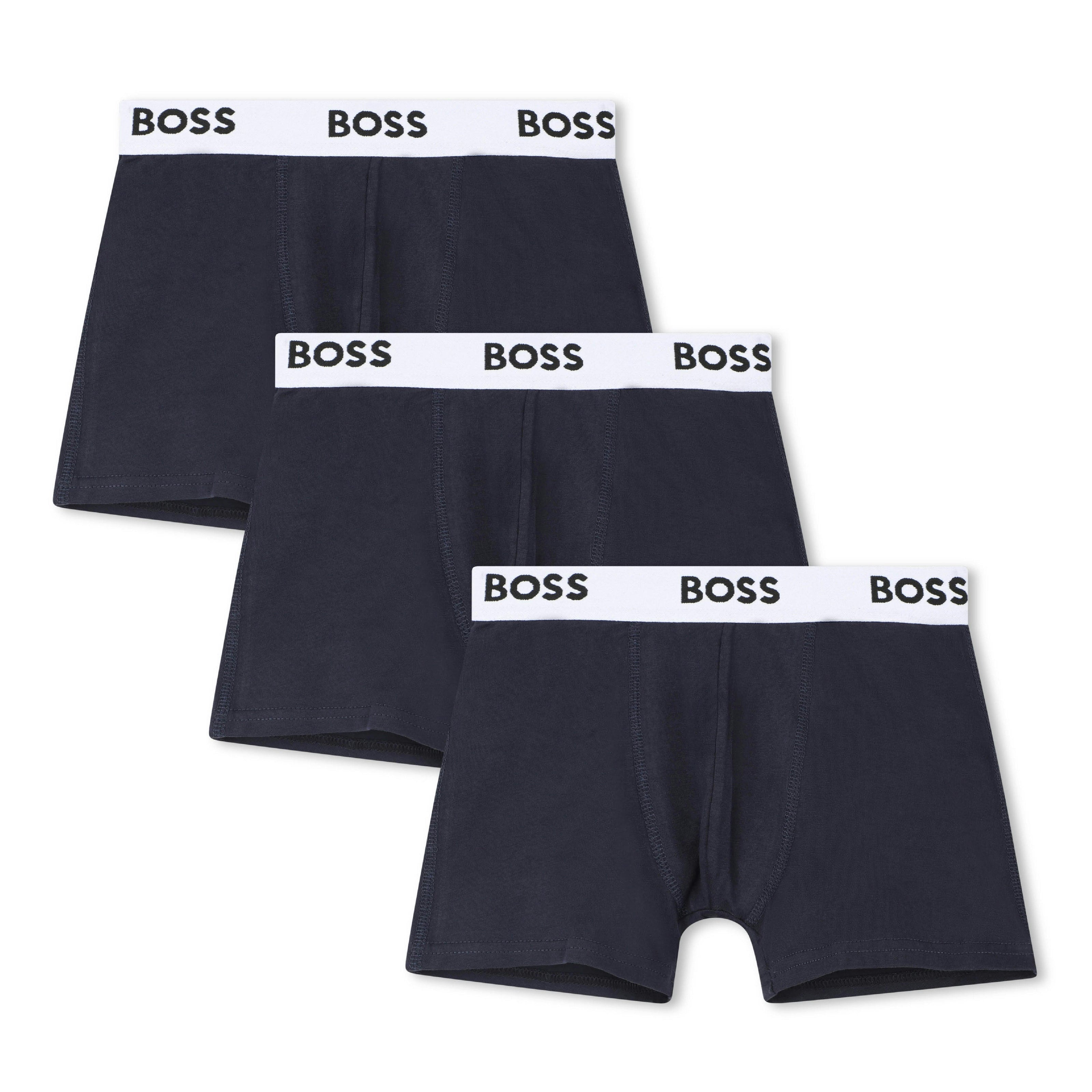 Navy 3-Pack Logo Boxer Trunks