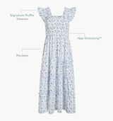The Ellie Nap Dress - Blue Vine Stripe