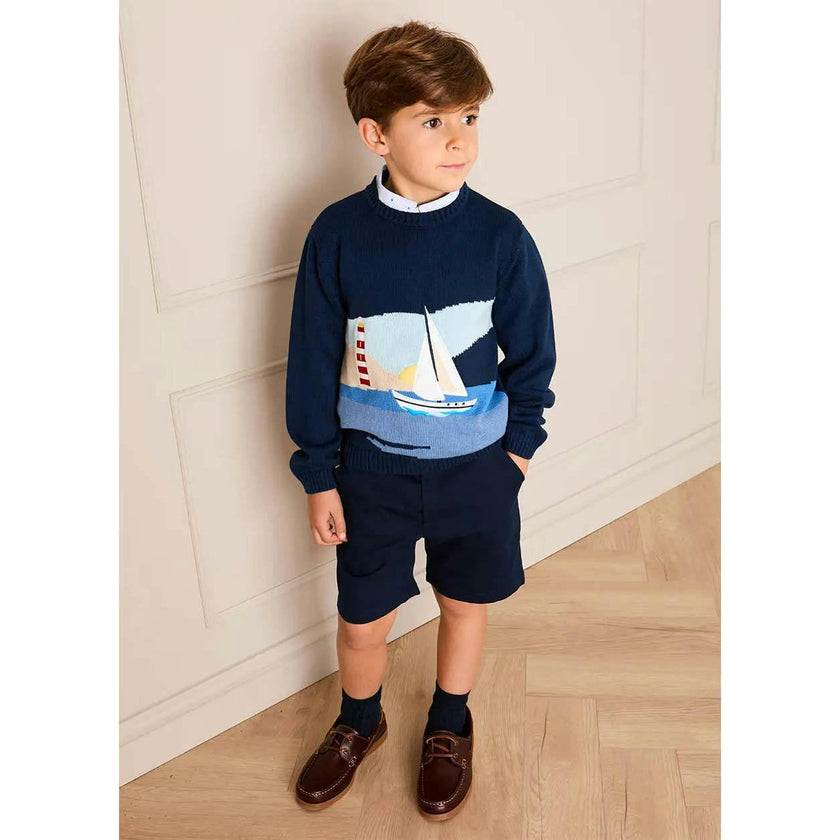 Seaside Postcard Knitted Jumper in Navy (18mths-6yrs)