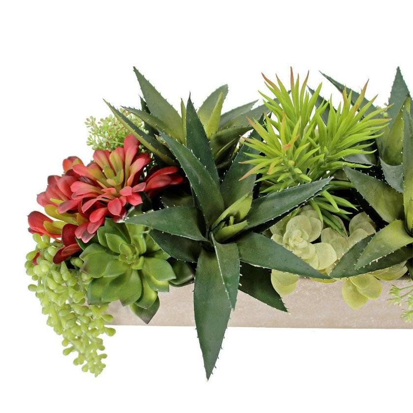 rectangular succulent centerpiece Rectangular Artificial Succulent Arrangement, Natural Planter – Maisonette