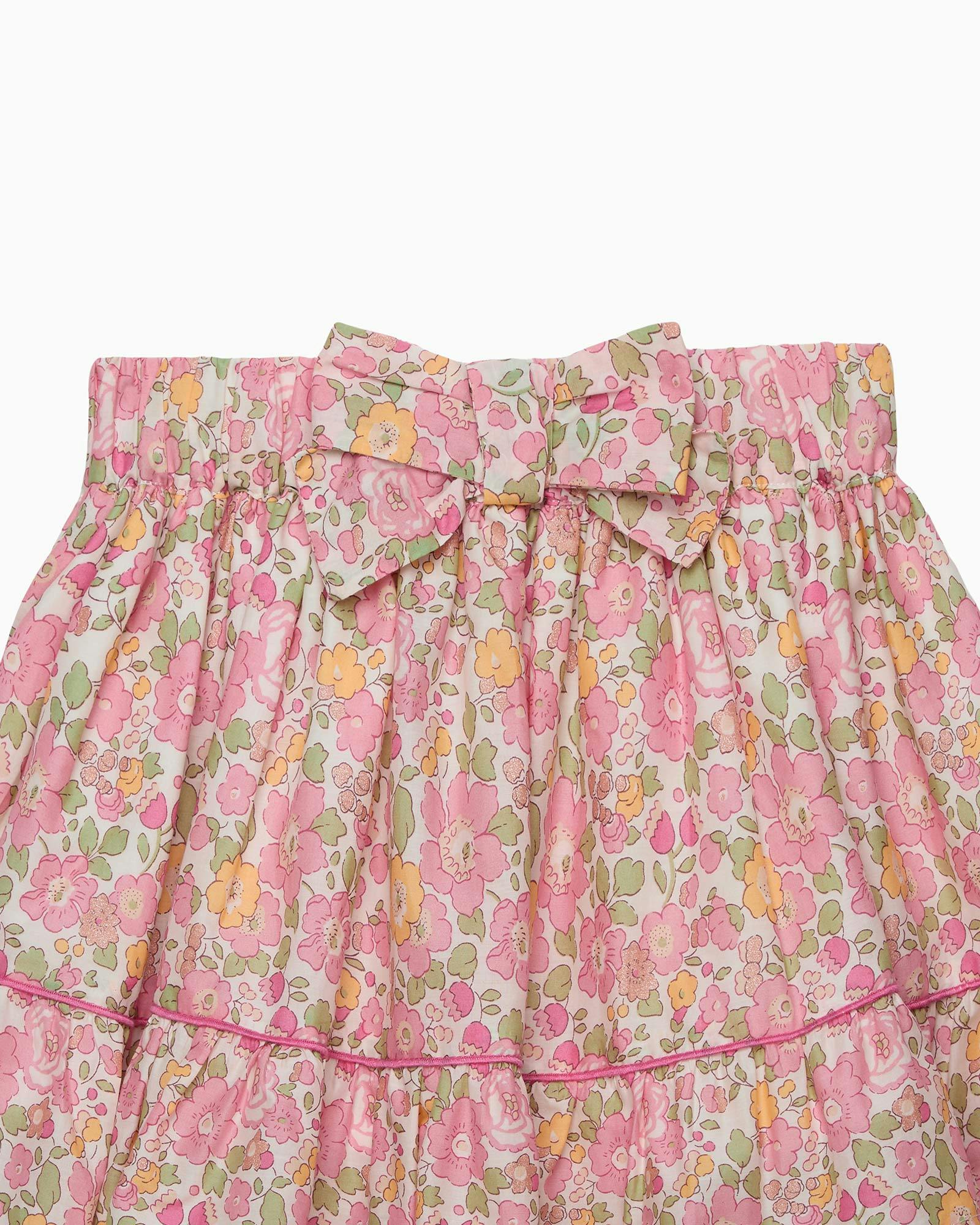 Betsy Bow Tiered Skirt in Peach Sparkle Betsy