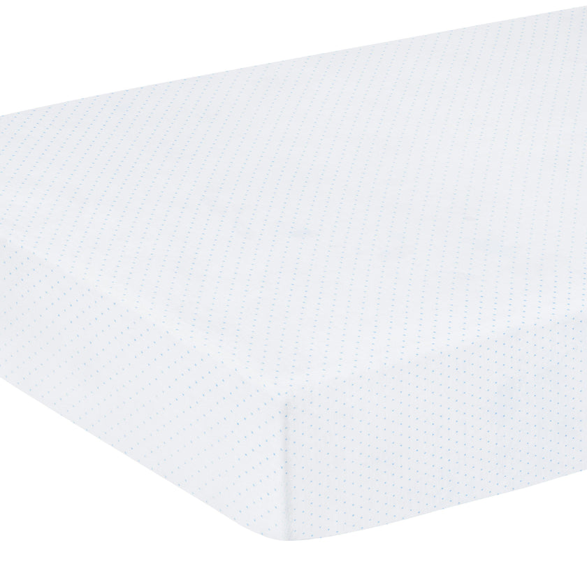Pima Crib Sheet - Blue Micro Dot