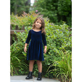 Twirly Dress in Navy Stretch Velvet FW25