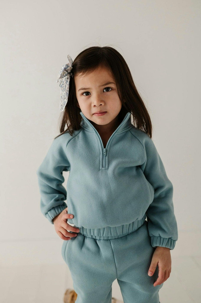 Girls Fleece Zip Set in Ski Blue