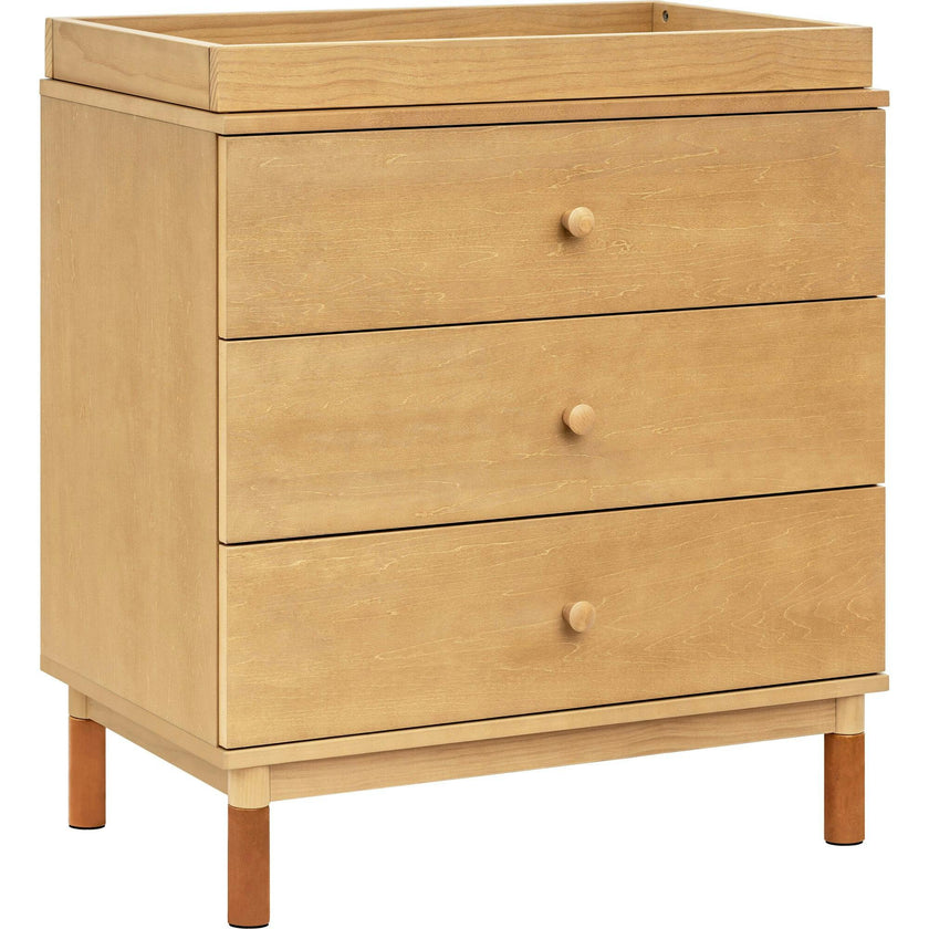 Gelato 3-Drawer Changer Dresser with Vegan Tan Leather Feet