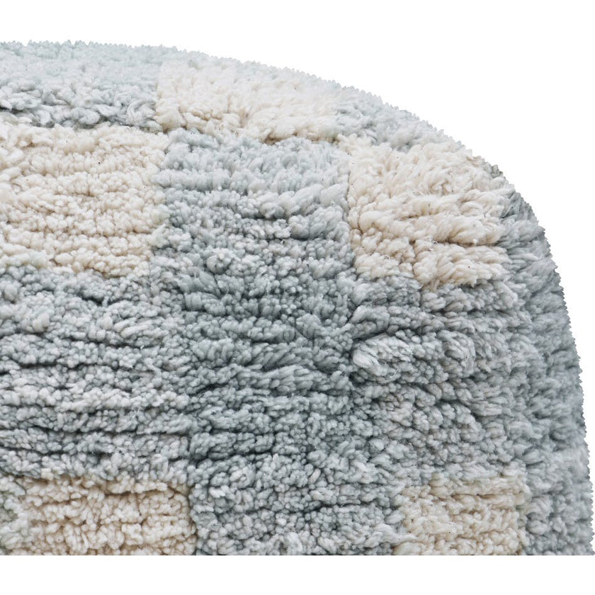 Vichy Plush Tablecloth-Inspired Pouf