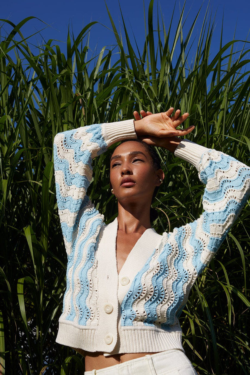 LUNA CARDI | IVORY + SKYE BLUE