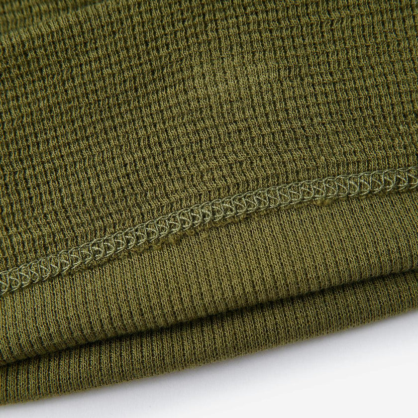 Olive Waffle Knotted Beanie Hat
