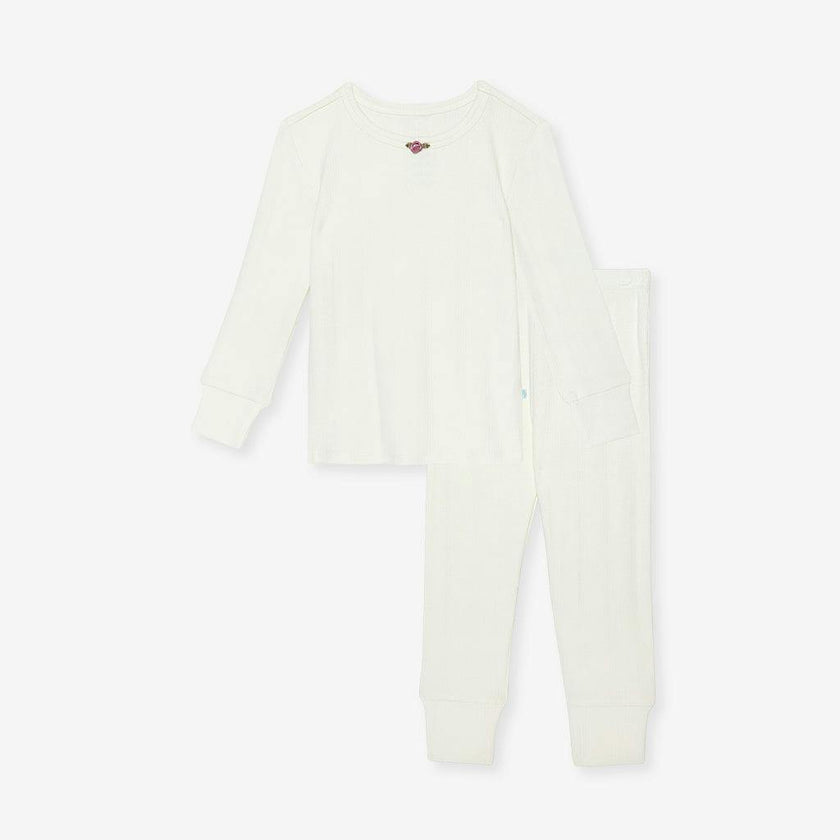Coconut Pointelle Rosette Classic Pajama Set