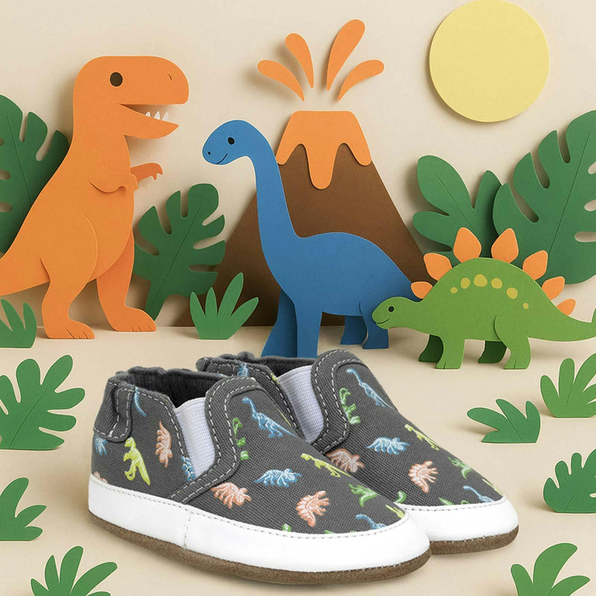 Glowing Dinos Charcoal Soft Sole