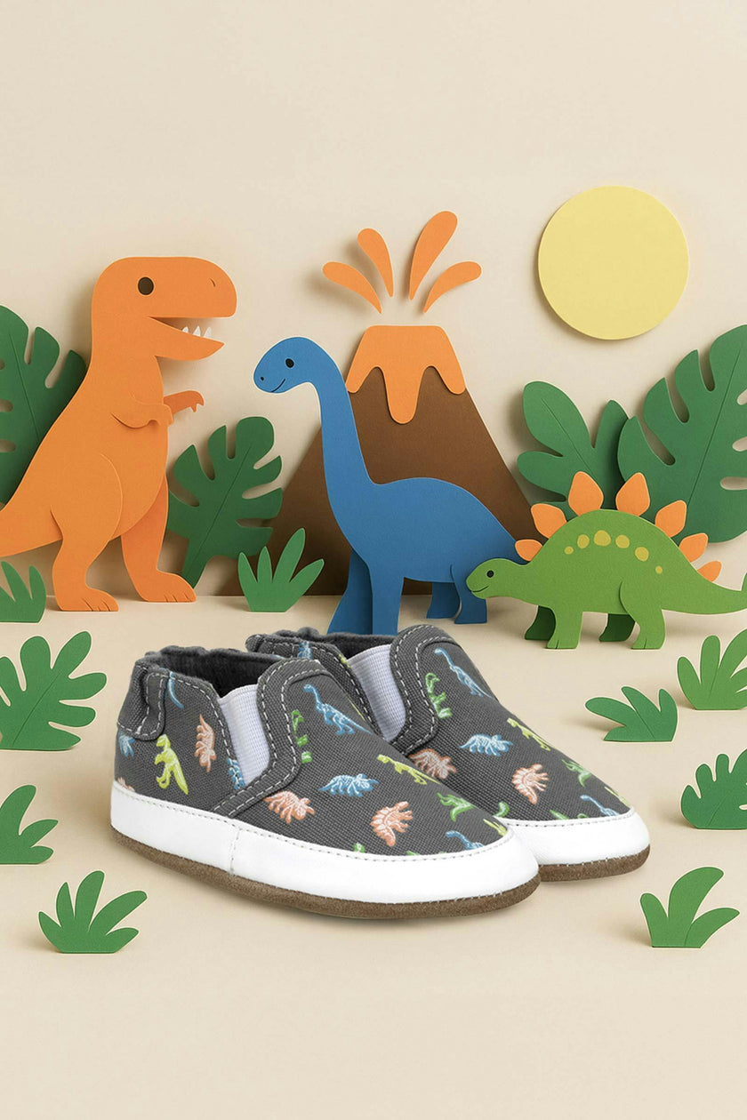 Glowing Dinos Charcoal Soft Sole
