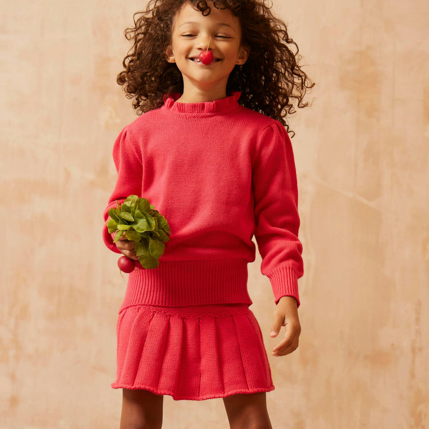 Ruffled Collared Jumper | Raspberry
