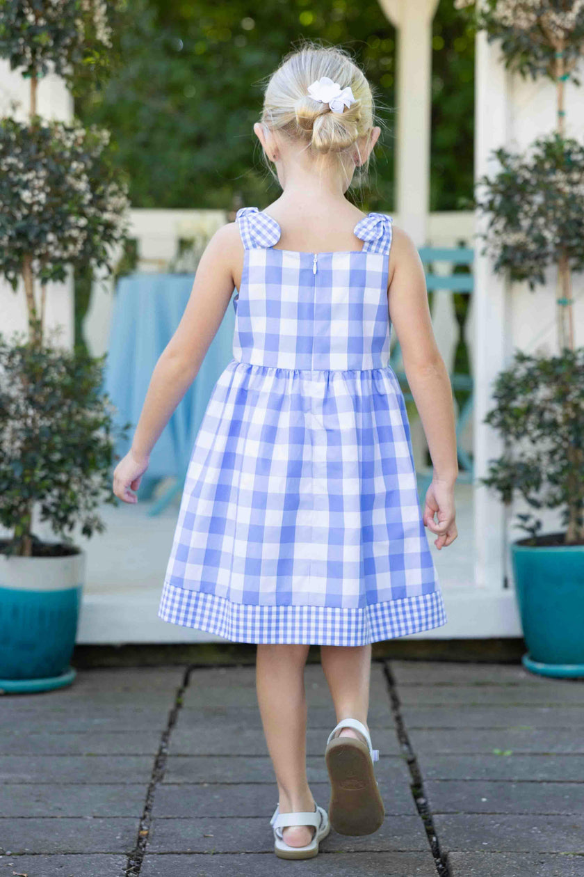 Gingham Dress With Flower Cherries