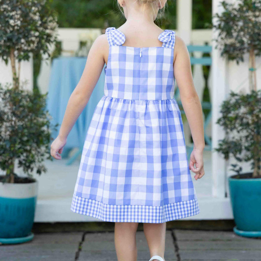 Gingham Dress With Flower Cherries