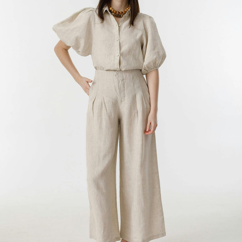 Culotte Linen Pants - Natural