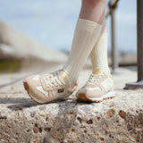 Keegan Kids Retro Runner Trainer - Ecru Textile & Suede