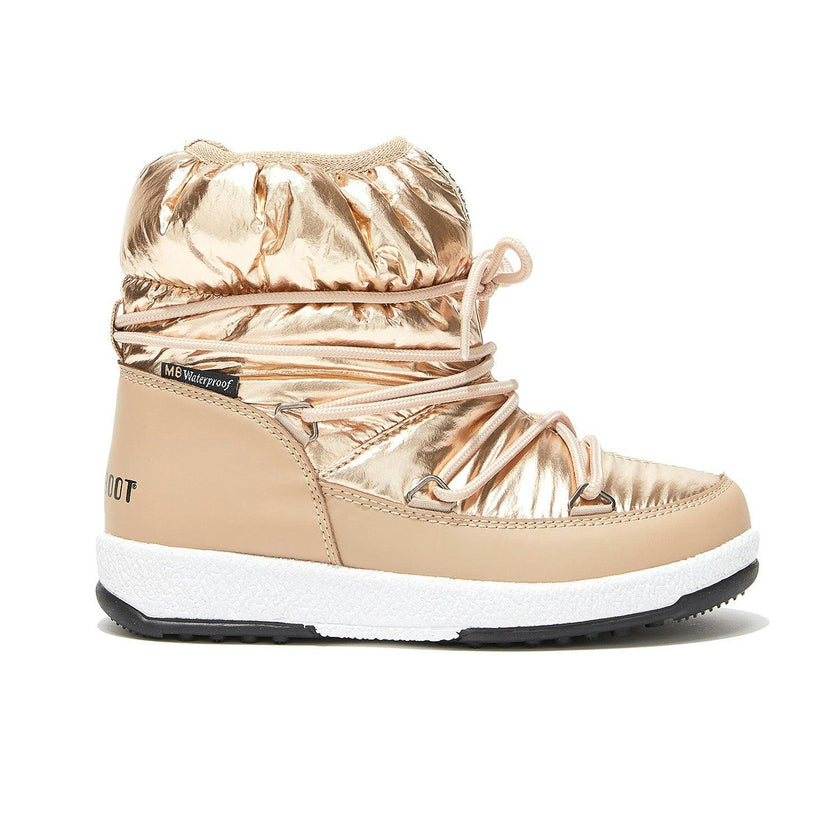 MOON BOOT Protecht Junior Low Rose Gold Nylon Boots Pink