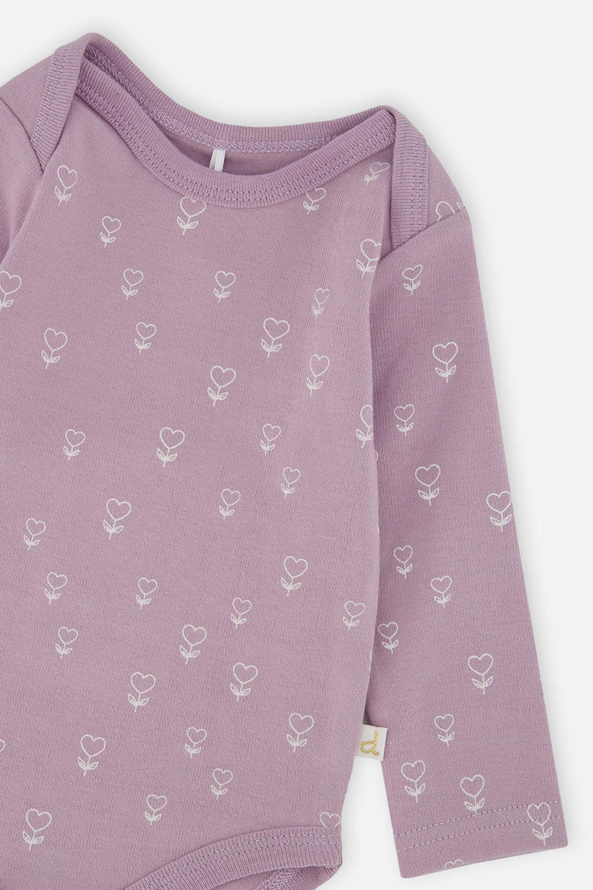Organic Cotton Onesie Purple Floral Print