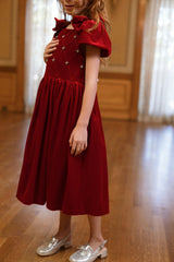 Mini Tiara Dress in Poinsettia Velvet