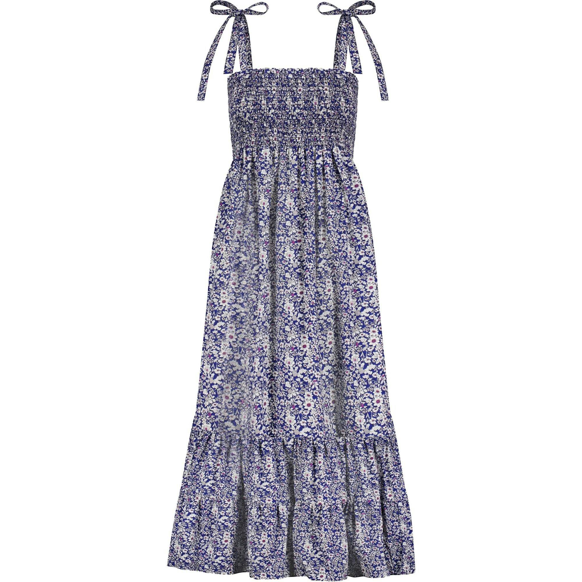 Queen B....India WOMEN'S Smocked Shoulder Tie Maxi Dress