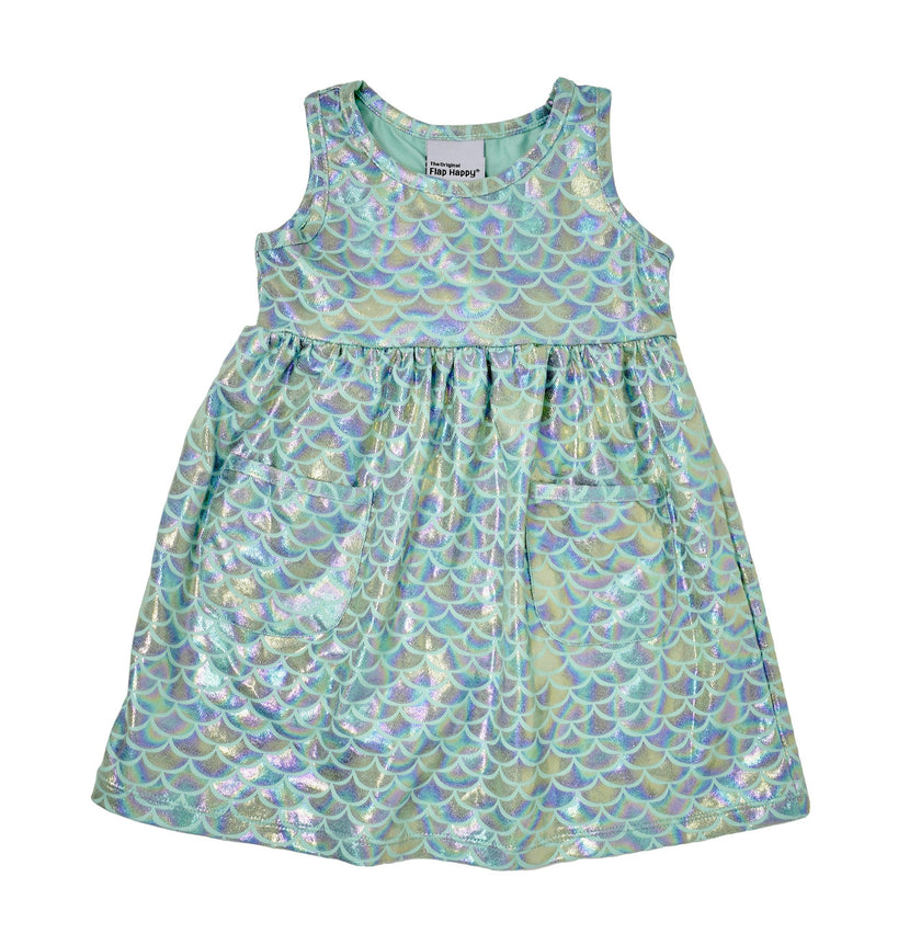 UPF 50+ Dahlia Sleeveless Tee Dress - Fairy Tale Scales