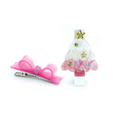Christmas Tree Pink & Bowtie Hair Clips