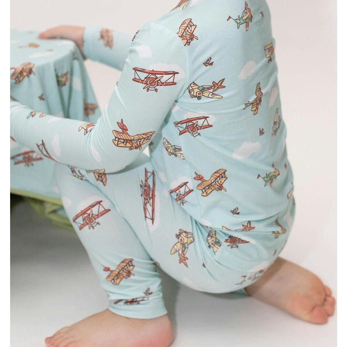 Vintage Airplanes Bamboo Kids Pajamas