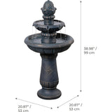 Teamson Home 2-Tier Birdbath Water Fountain Outdoor Garden with Shallow Basin
