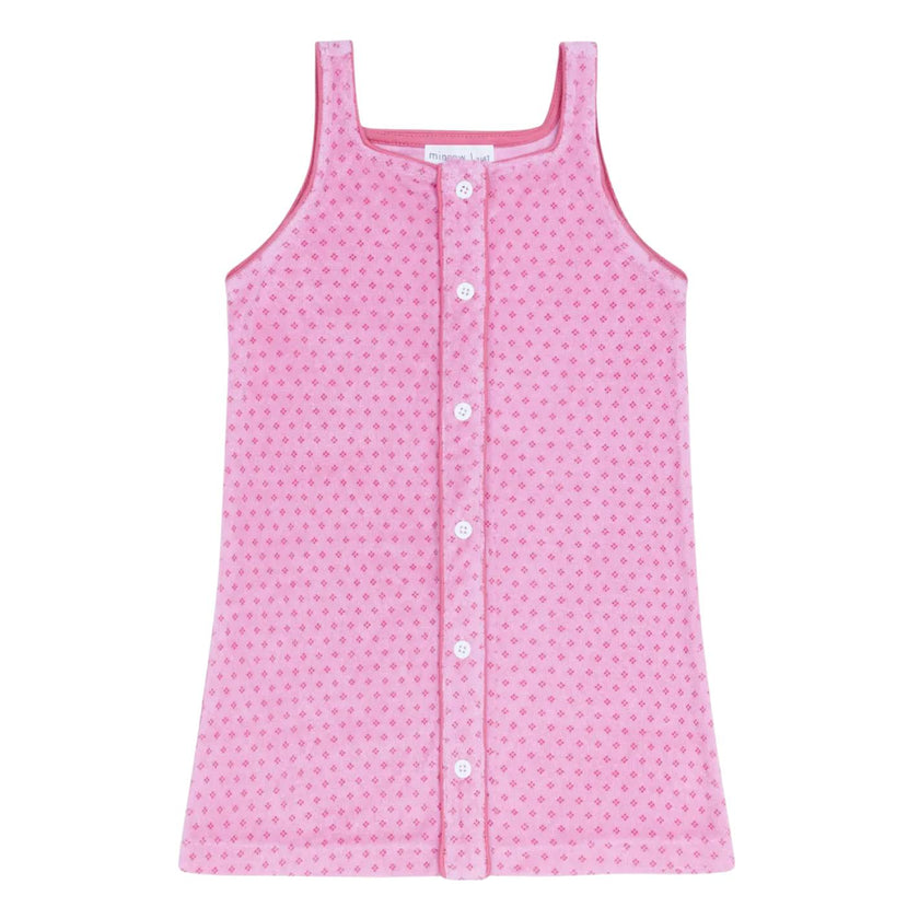 girls blush dot french terry button front dress