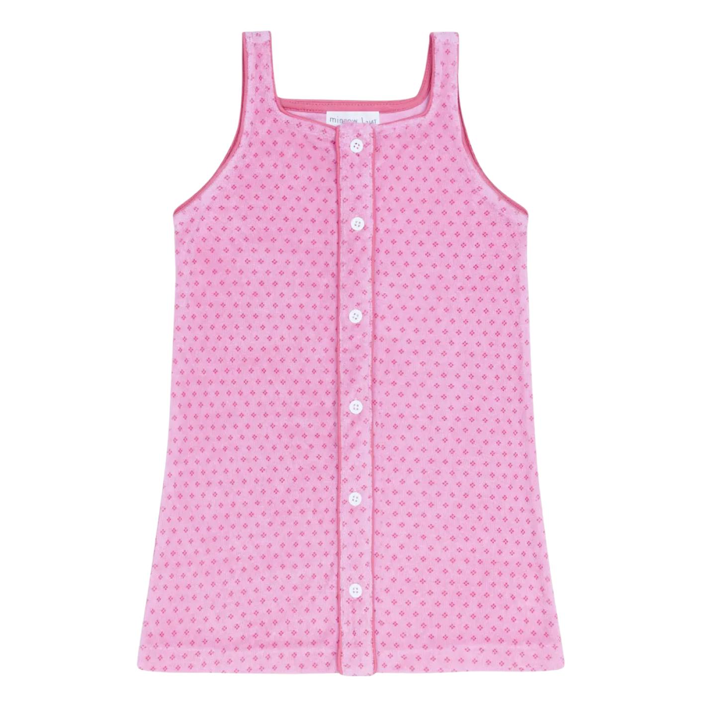 girls blush dot french terry button front dress