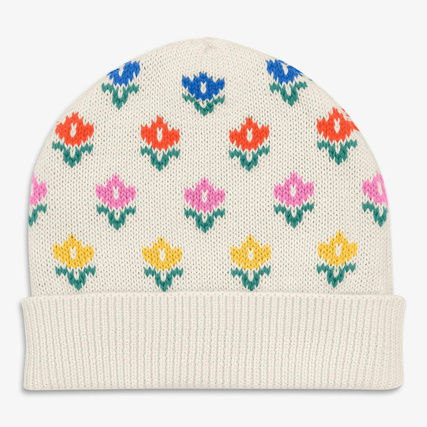 Kids cotton beanie in fall florals