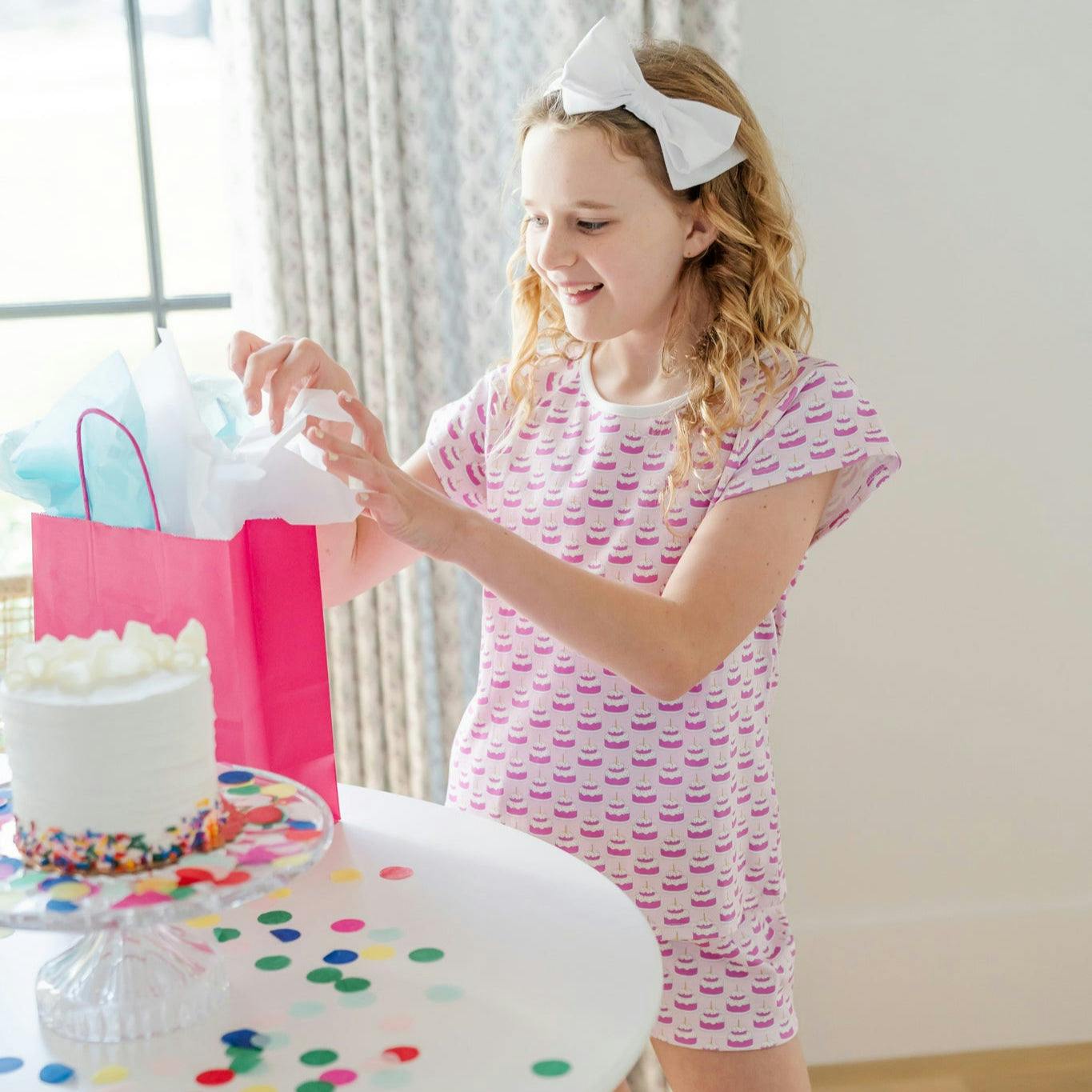 Emery Girls' Short Set - Birthday Cake Pink