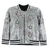 Silver Sequin Bomber Jacket