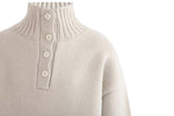 Beige Button-Up Ribbed Sweater