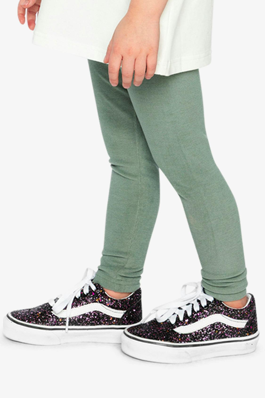 Rib Leggings Green Printed Green