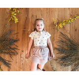 Floral Ribbed Girls Short Sleeve Top