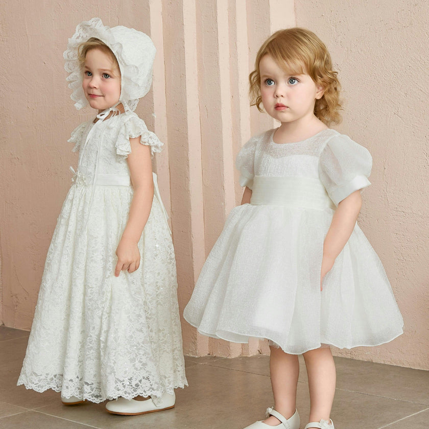 Ivory Brixton Puff-Sleeve Party Dress