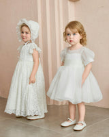 Ivory Brixton Puff-Sleeve Party Dress