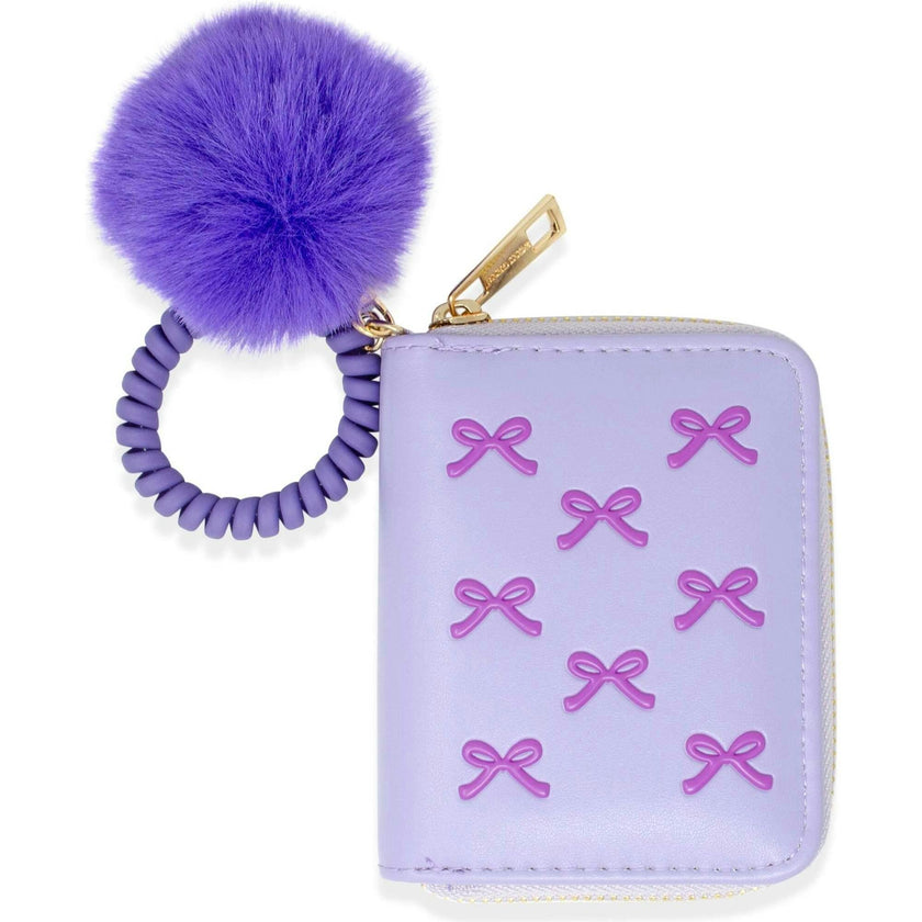 3D Bow Pom Pom Zip Wallet